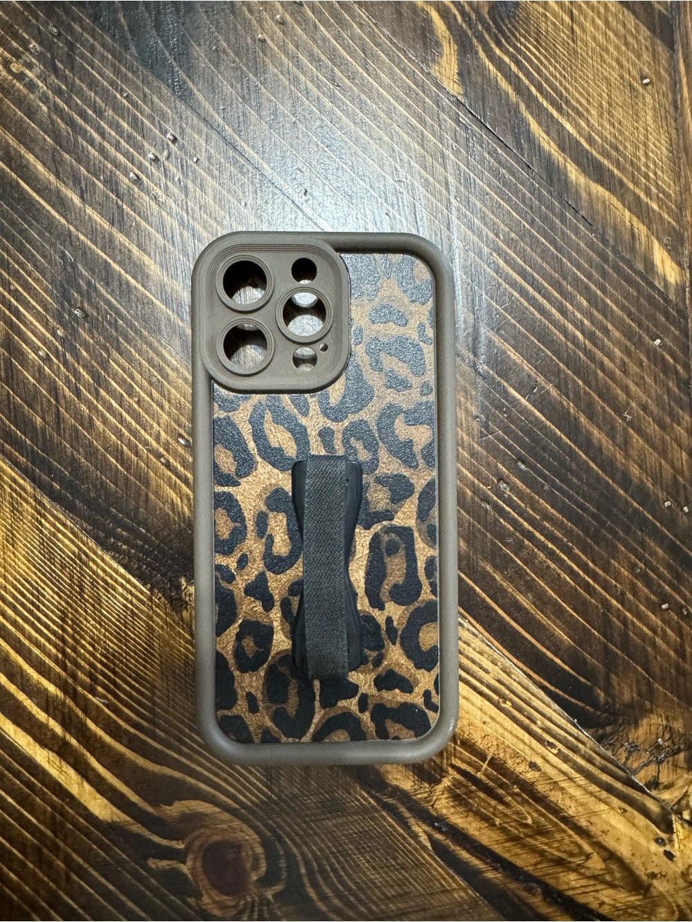 Leopard Print Brown iPhone Case with Loop